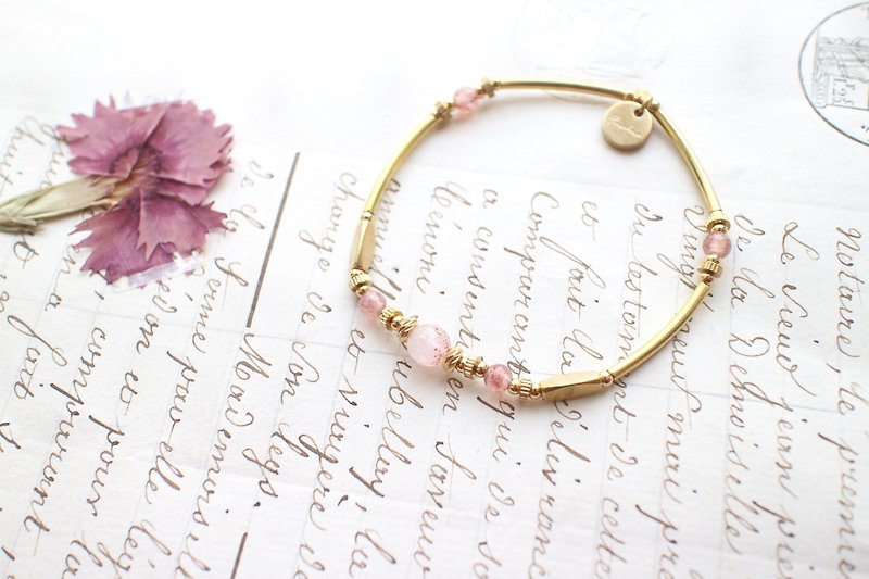 Strawberry  quartz brass bracelet - Bracelets - Copper & Brass Multicolor