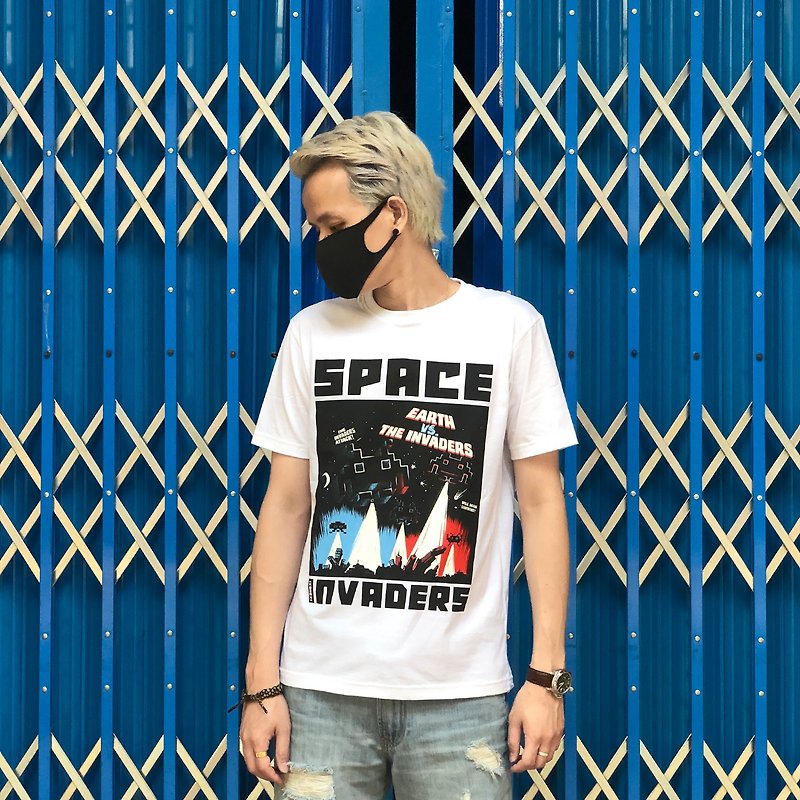 Space Invaders T-Shirt Cotton 100% (IA-111) - 男 T 恤 - 棉．麻 