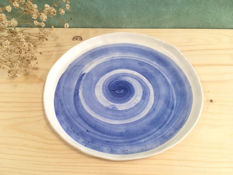 Pottery plate-blue - จานเล็ก - ดินเผา สีน้ำเงิน