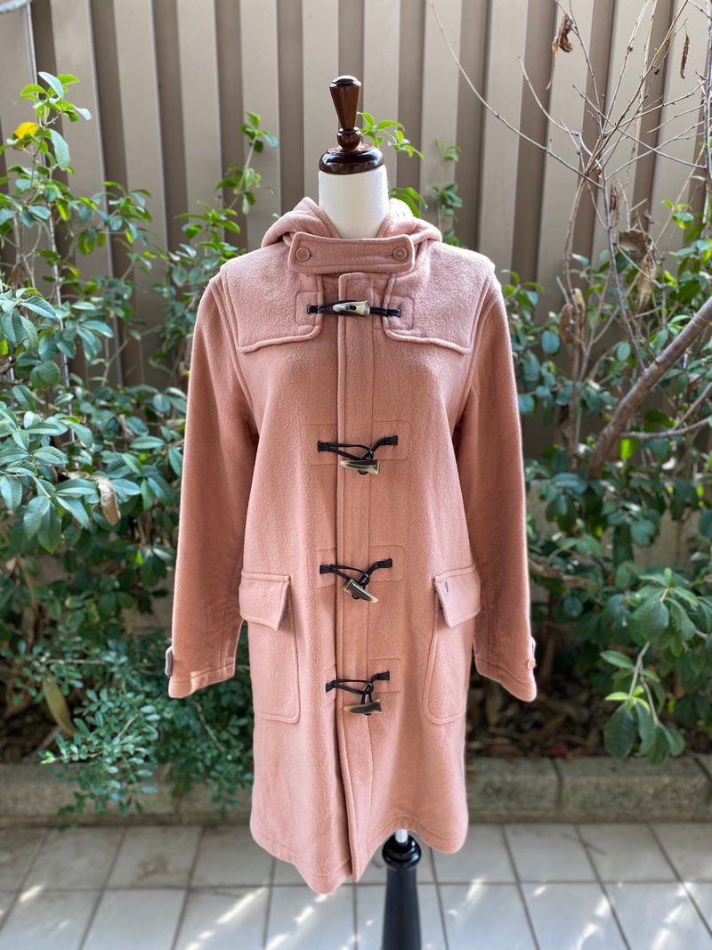 Pink Horn Button Vintage Coat - Women's Casual & Functional Jackets - Wool Pink