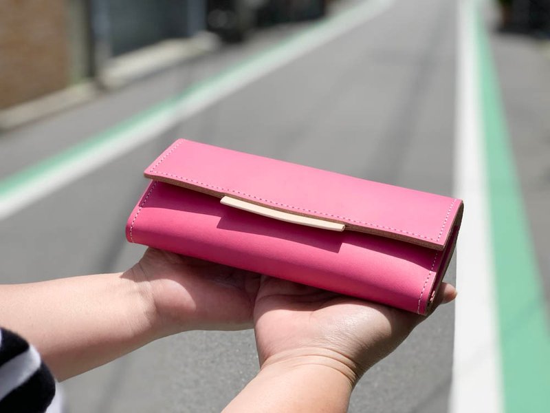 OVER　乙女のトキメク・ブリッコ・ピンク　オーバーフラップ長財布　スマホも入る　OFW–PWW–PPW–W - 錢包/皮夾/長短夾 - 真皮 粉紅色