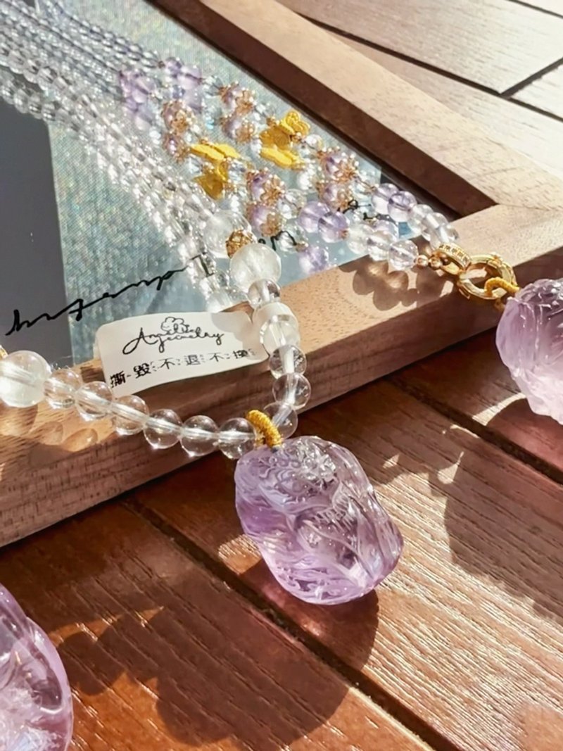 已開光紫水晶九尾狐仙項鍊斬爛桃花丨彌雅原創設計 - 項鍊 - 水晶 紫色