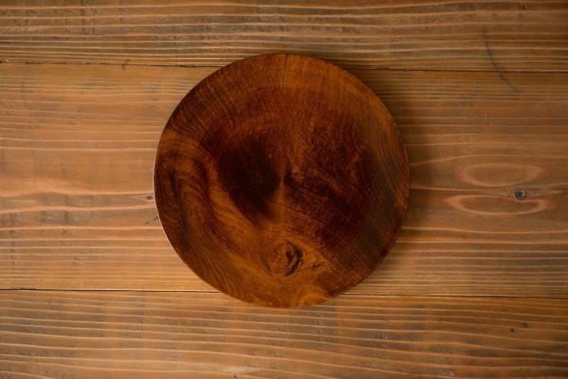 拭き漆の木皿　栃（トチ）　生漆　27cm - 碟子/醬料碟 - 木頭 咖啡色