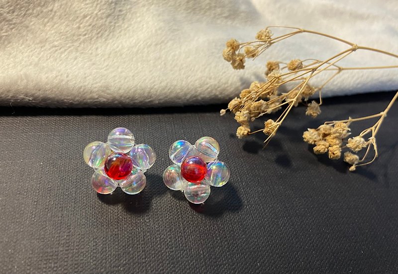 Plastic Earrings & Clip-ons Transparent - Jelly Flower Earrings-Single Flower Big Flower