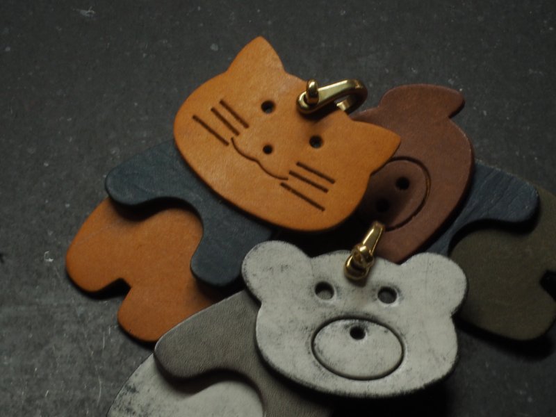 搖擺的動物丨掛件丨掛飾丨支持客製化訂製丨意大利牛皮手造 - 鑰匙圈/鑰匙包 - 真皮 