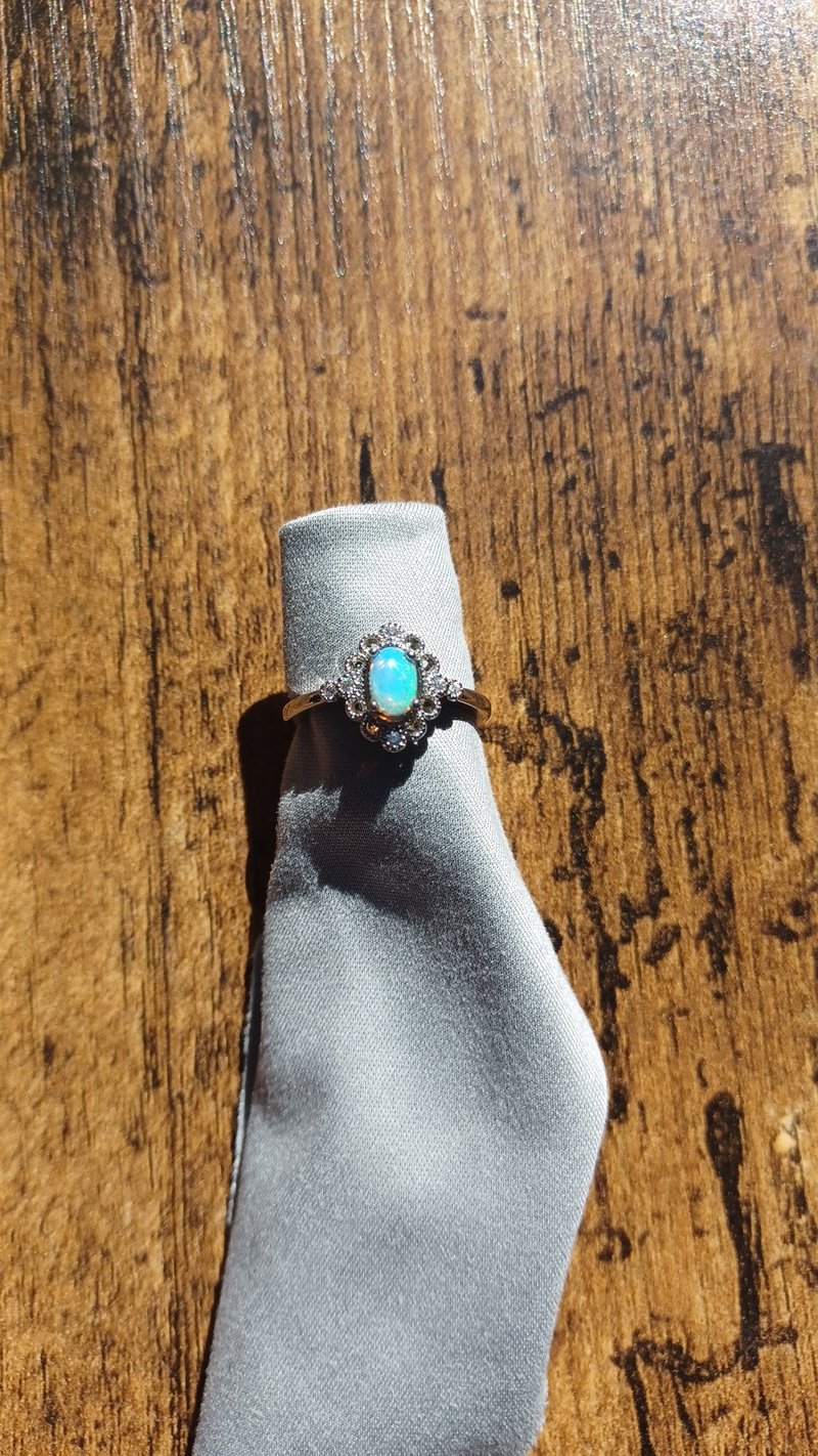 Opal guilloche design ring - General Rings - Semi-Precious Stones 