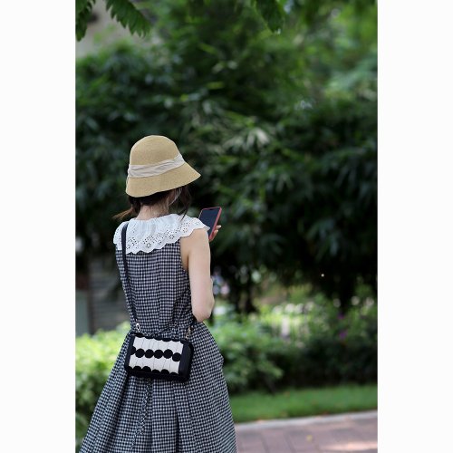 ハンドメイド レザー パッチワーク 小さなピロー バッグ、手縫いクロス