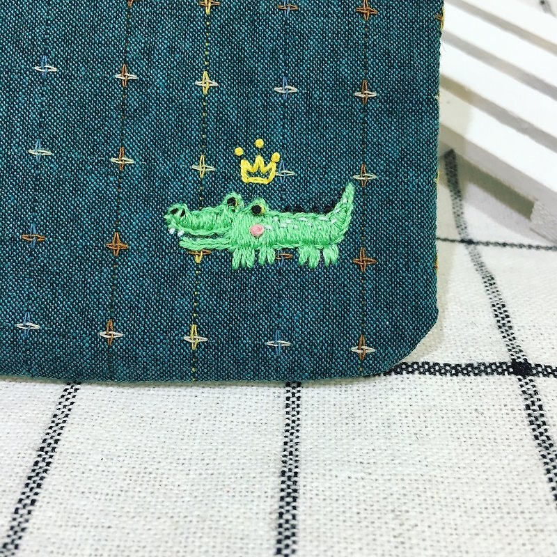 Crocodile kings hand-stitched cloth coasters - ที่รองแก้ว - ผ้าฝ้าย/ผ้าลินิน สีเขียว