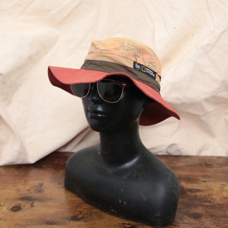 Back to Green:: 戶外漁夫帽 歐洲地圖 漁夫帽 d-25//vintage hat - 帽子 - 棉．麻 