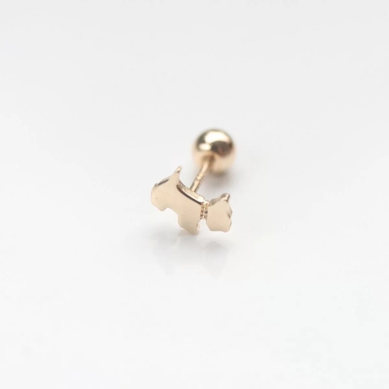 14K Schnauzer Dog Piercing (L) 雪納瑞鎖珠耳環 (大) (單個) - 耳環/耳夾 - 貴金屬 金色