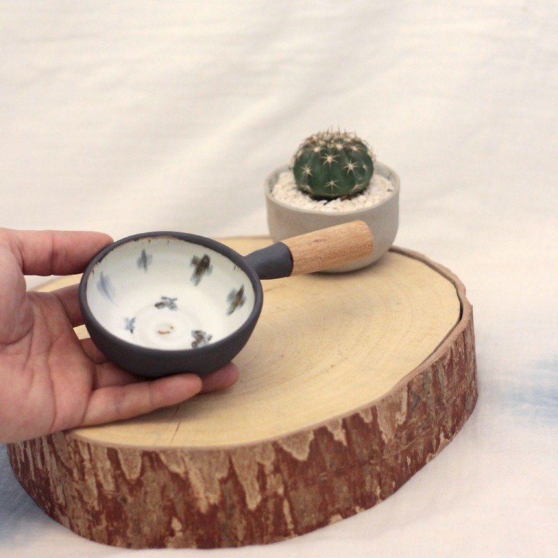 3.2.6. studio: Handmade ceramic tree bowl with wooden handle. - Pottery & Ceramics - Pottery Black
