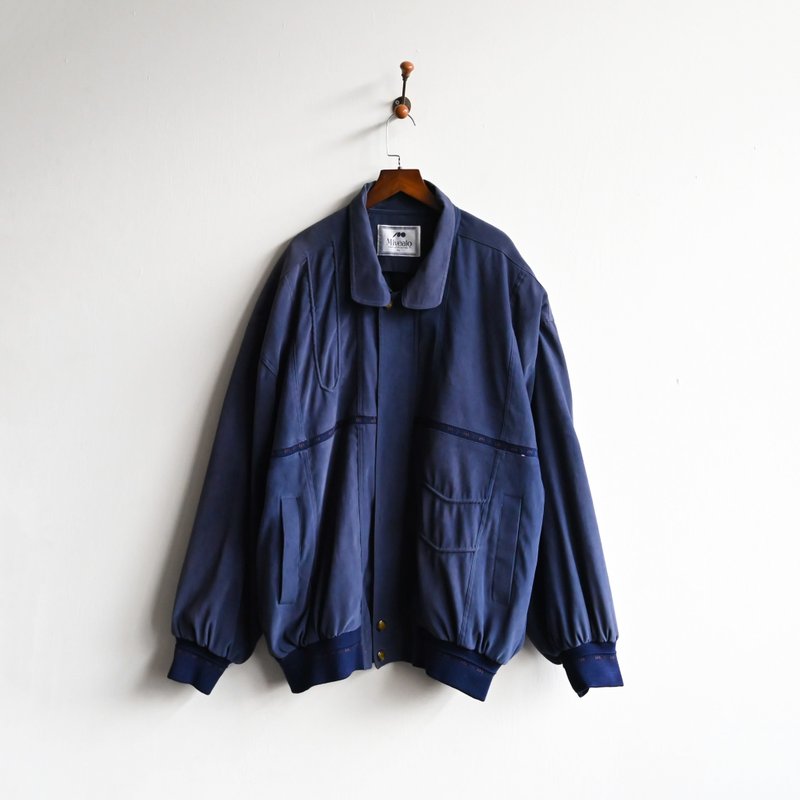 【蛋植物古著】午夜湖面絨面古著夾克外套 - 男裝外套/大衣 - 其他人造纖維 藍色
