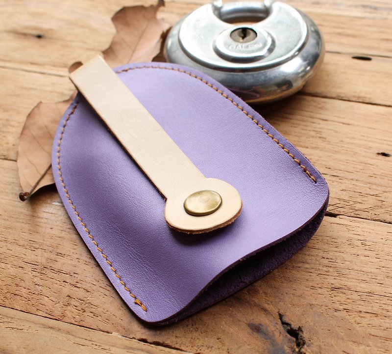 Key Case - Home皮製鑰匙包-紫色 - 鑰匙圈/鑰匙包 - 真皮 