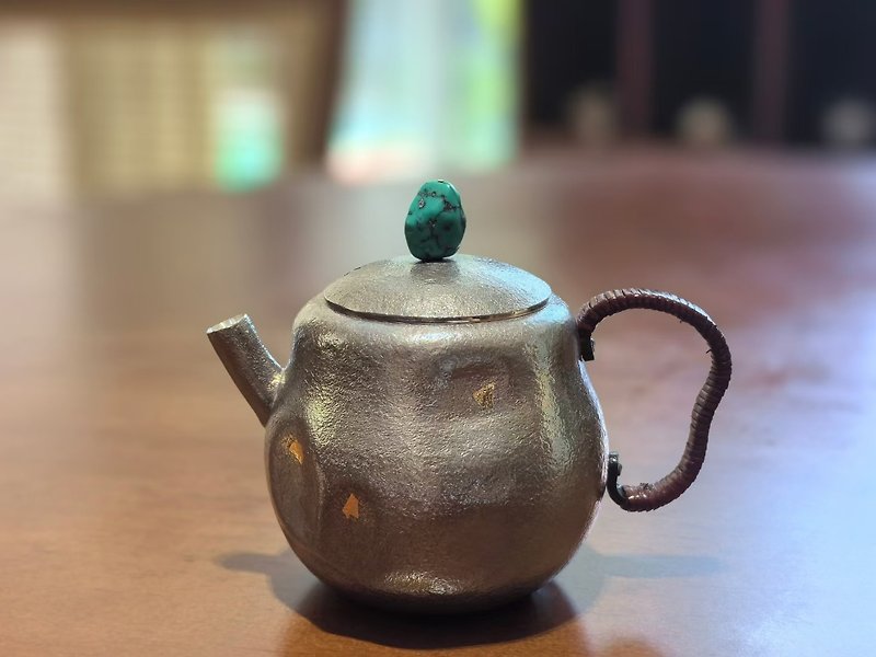 Shang frame product Xumi small Silver Silver Silver 9999 pure silver handmade turquoise button 130cc small capacity - Teapots & Teacups - Sterling Silver 