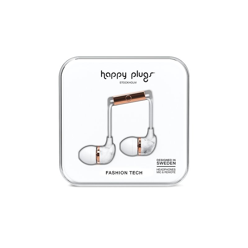 HAPPY PLUGS IN-EAR In-Ear Headphones - Marble (Marble White) - Headphones & Earbuds - Plastic White