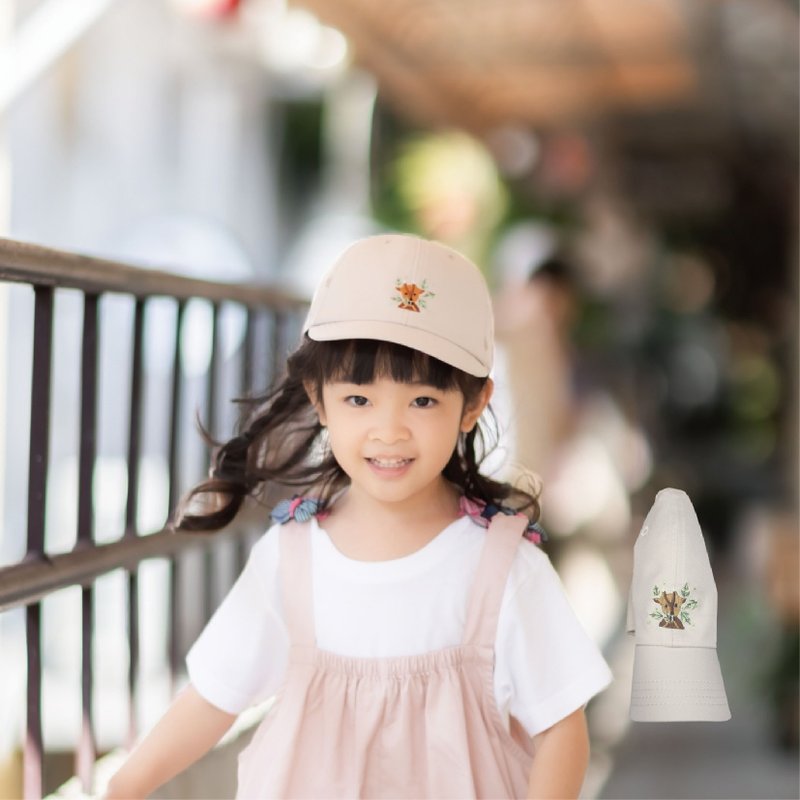 Beige classic children's ball cap-moisture wicking, adjustable size embroidered soft hat, flat brim, environmentally friendly - Hats & Caps - Eco-Friendly Materials 