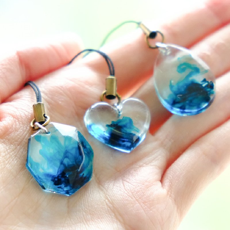 【老人と海】The Old Man n the Sea Key / Ear Rings / Necklace - 耳環/耳夾/耳骨夾 - 銀 藍色