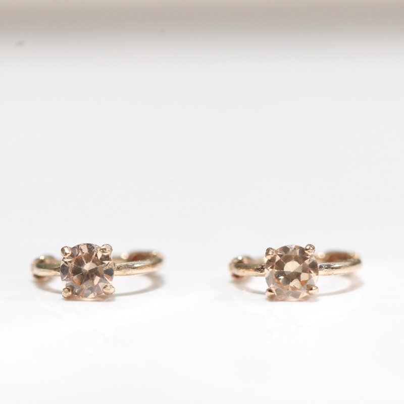 14K Brown CZ Lock Earring yellow diamond earrings - Earrings & Clip-ons - Precious Metals Gold