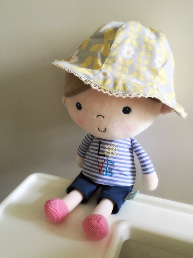 Handmade reversible yellow floral pattern hat baby/ kid/ Adult - Hats & Caps - Cotton & Hemp Yellow