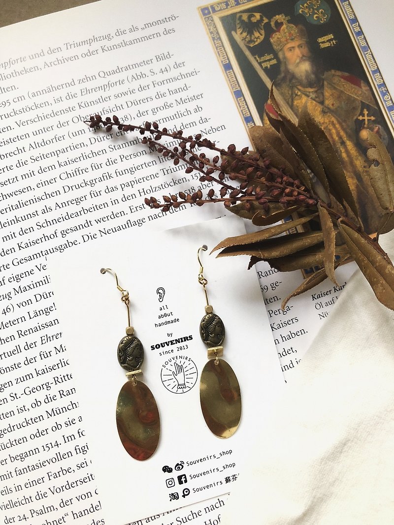 |Souvenirs|原創 輕復古風 黃銅希臘人像 耳環 - 耳環/耳夾 - 銅/黃銅 