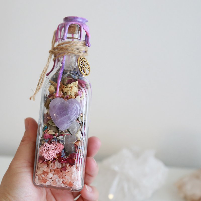Witch Spell Bottle - Home Blessing - Items for Display - Crystal Purple