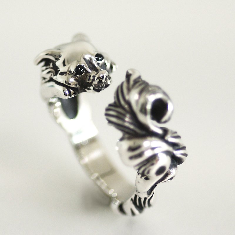 Chihuahua ring with a fluffy tail 2 [Free shipping] A Chihuahua ring with a fluffy tail that makes you feel more voluminous. - General Rings - Other Metals Silver