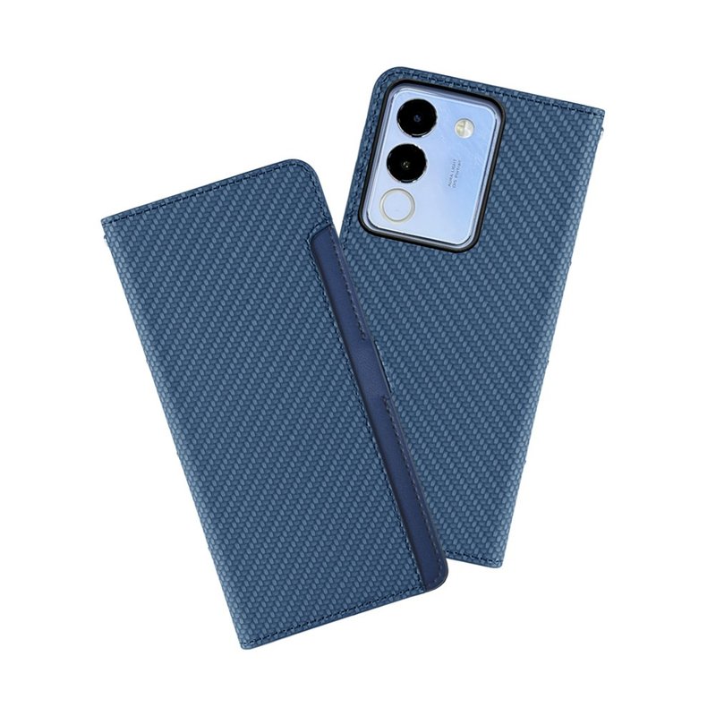 CASE SHOP vivo V29e(5G) 前收納側掀皮套-藍 - 手機殼/手機套 - 人造皮革 藍色