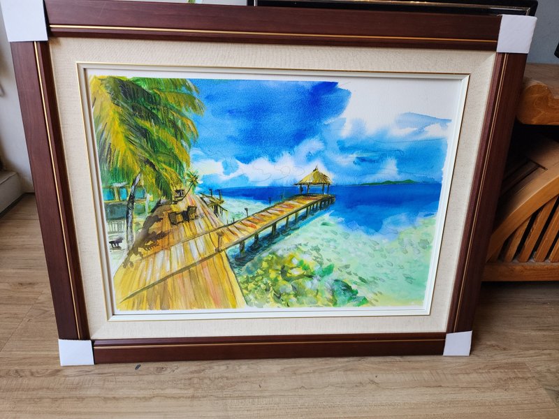 悠閒海邊 - 海報/掛畫/掛布 - 紙 藍色