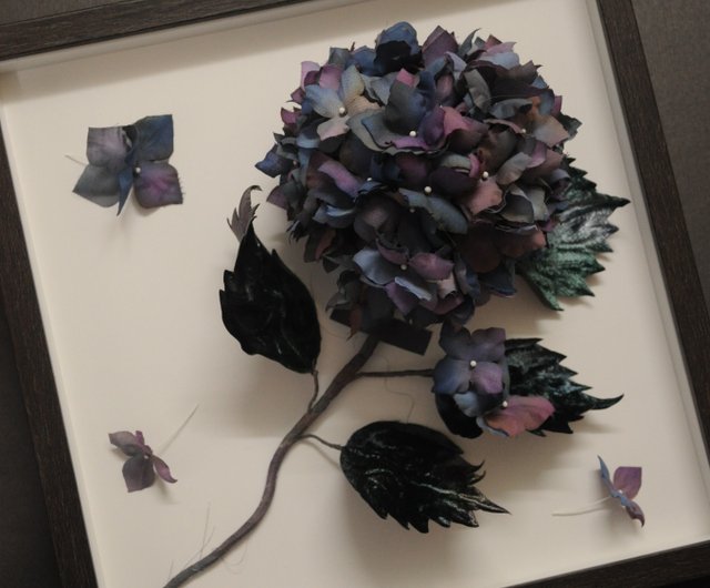 獨家 染布花 星空色繡球花 紫陽花畫 掛畫 裝飾 擺設 設計館花 簇 擺飾 家飾品 Pinkoi