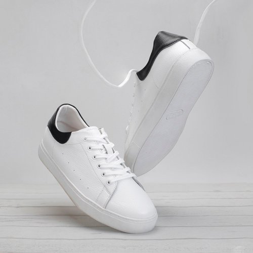 富發牌古著鞋 FUFASHOES 真皮拼接撞色男女休閒鞋-白 1DH001/2DH001