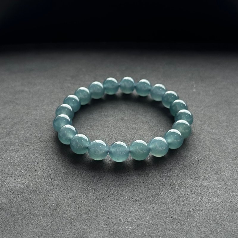 Natural A grade jadeite high ice seeded shiny melon material/hazardous material/powerful material blue water jadeite bracelet - Bracelets - Jade Blue