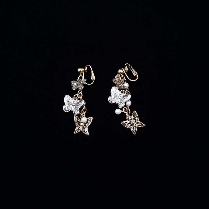 Pumpkin Vintage. Avon Butterfly Pearl Drop Clip Earrings - Earrings & Clip-ons - Other Materials 