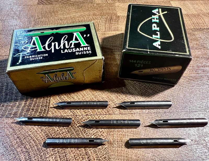 1950年代 瑞士洛桑 Alpha 121 老沾水筆尖 細 - 墨水筆/沾水筆 - 其他金屬 