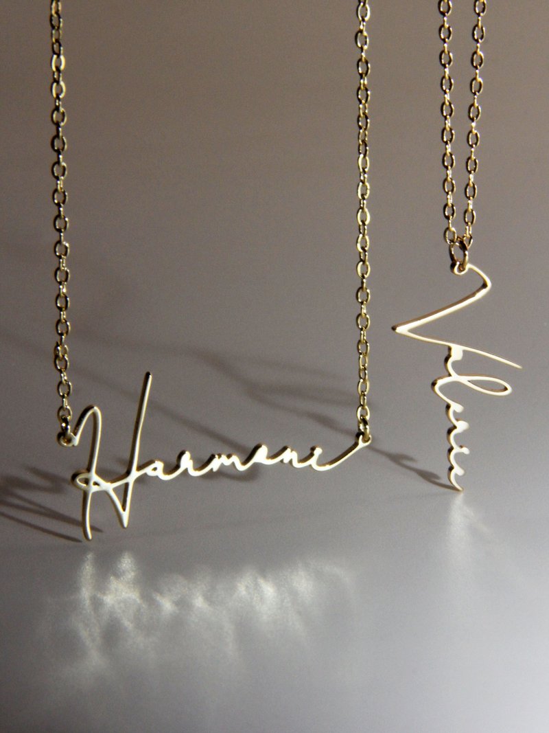 【客製化禮物】訂製簽名項鍊直款 | 客制化姓名直款頸鏈 | 婚禮配 - 項鍊 - 其他金屬 多色