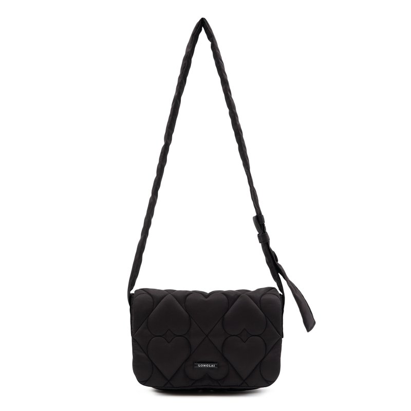 LONGLAI LOVE IS CROSSBODY BAG - BLACK - กระเป๋าถือ - ไนลอน สีดำ