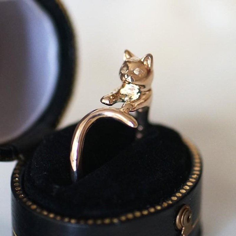 gold cat ring K10 - แหวนทั่วไป - โลหะ สีทอง