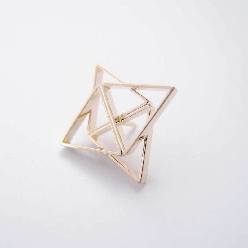 Geometric shape metal brooch darts - Brooches - Other Metals Gold