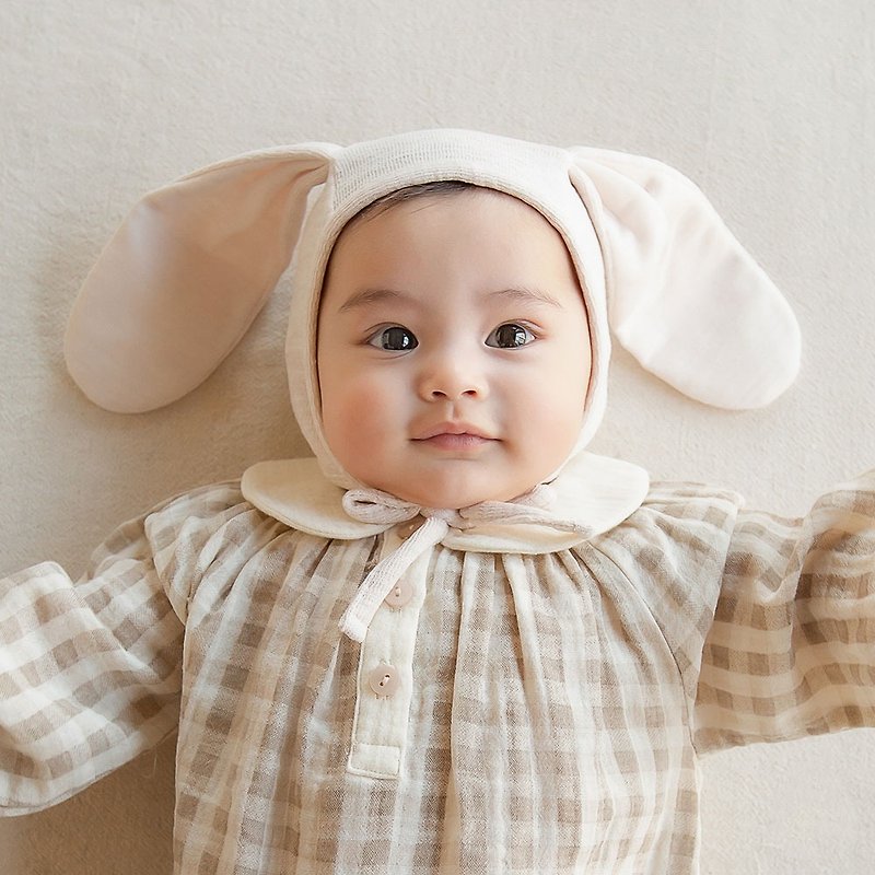 Happy Prince Korean-made Ben Long-Eared Baby Bunny Hat - หมวกเด็ก - ผ้าฝ้าย/ผ้าลินิน 