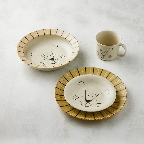 有種創意 日本食器 日本美濃燒 - 獅子杯盤全套禮盒組(4件式)