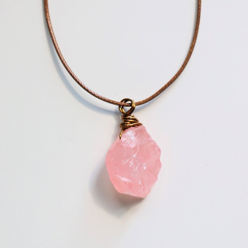 Rose quartz necklace, Raw crystal necklace - Necklaces - Gemstone Pink
