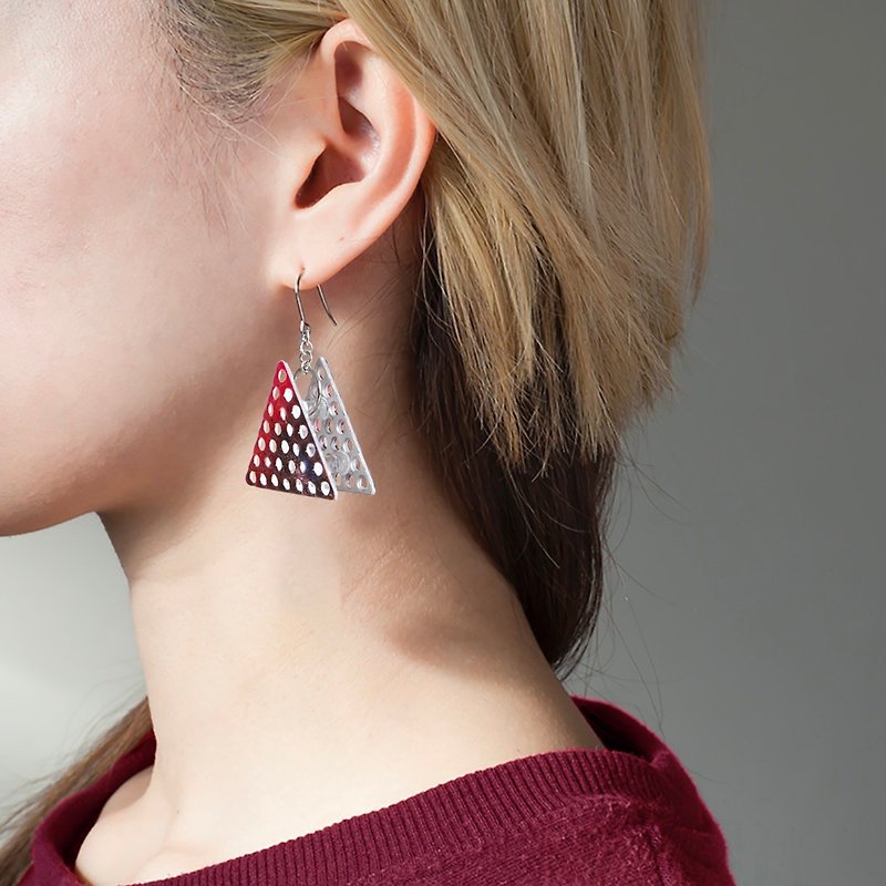 triangle wafers earrings/ Clip-On (red) - Earrings & Clip-ons - Aluminum Alloy Blue