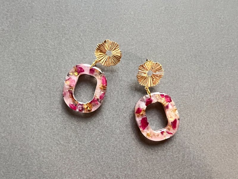 yours accessories rose party earrings dried flowers real flower jewelry handmade earrings - ต่างหู - เรซิน 