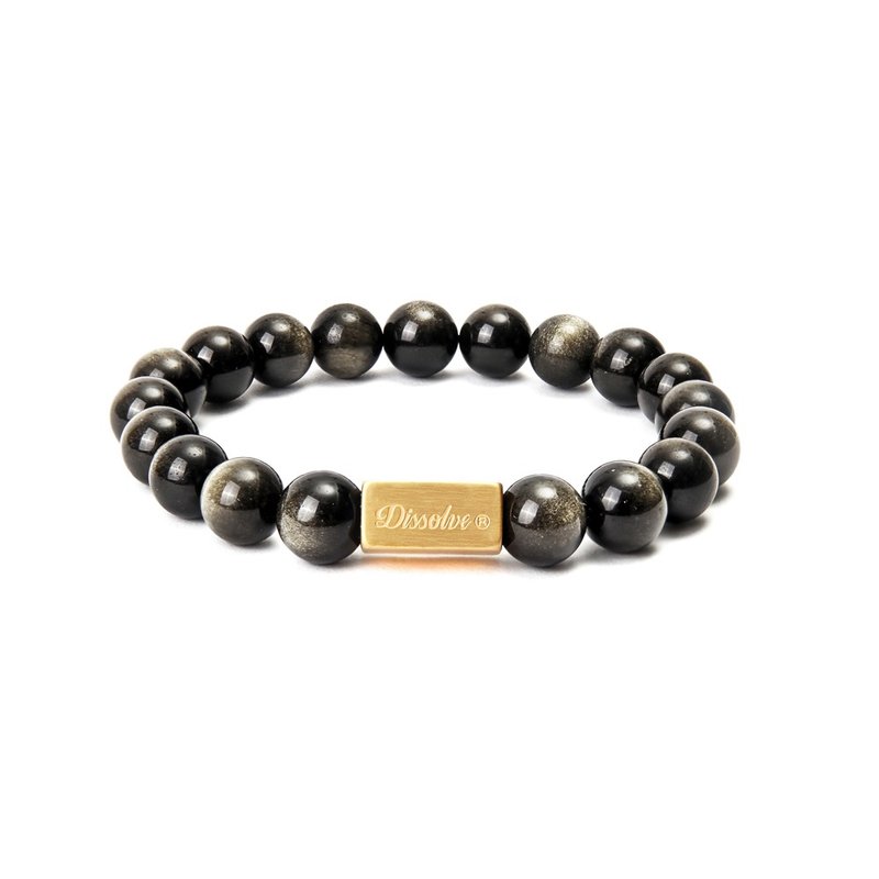 DISSOLVE energy bead bracelet gold Stone enhance fortune customized gift - Bracelets - Stone Black