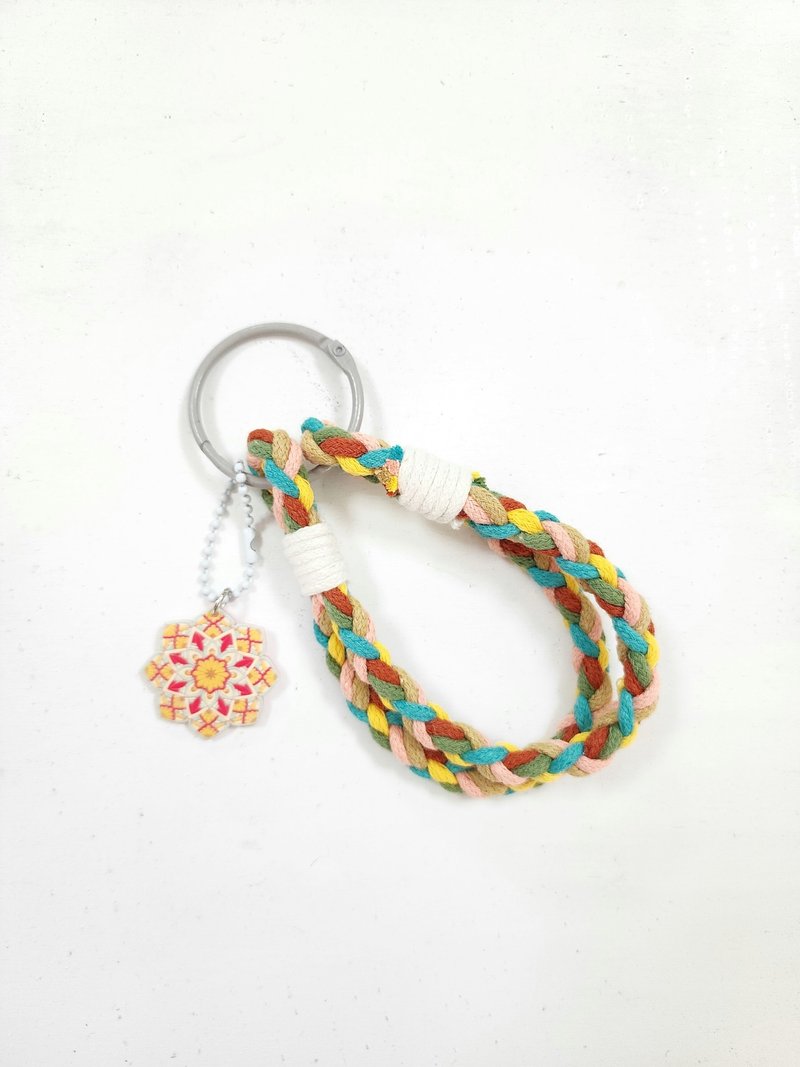 F.S.H 編み込みデザイン「カラフルワールド」リストストラップ・キーホルダーシリーズ - キーホルダー・キーケース - コットン・麻 多色