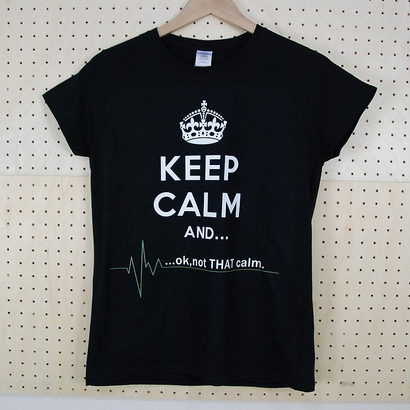 新創設計師-T恤：【Keep calm】短袖 T-shirt《中性/修身》(黑)-850 Collections - 中性衛衣/T 恤 - 棉．麻 灰色