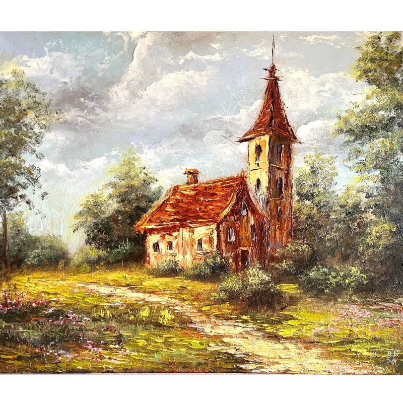 Old Dutch Landscape Painting Landscape Art Original Artwork 50x60 cm/ 20x24 inch - โปสเตอร์ - ผ้าฝ้าย/ผ้าลินิน หลากหลายสี