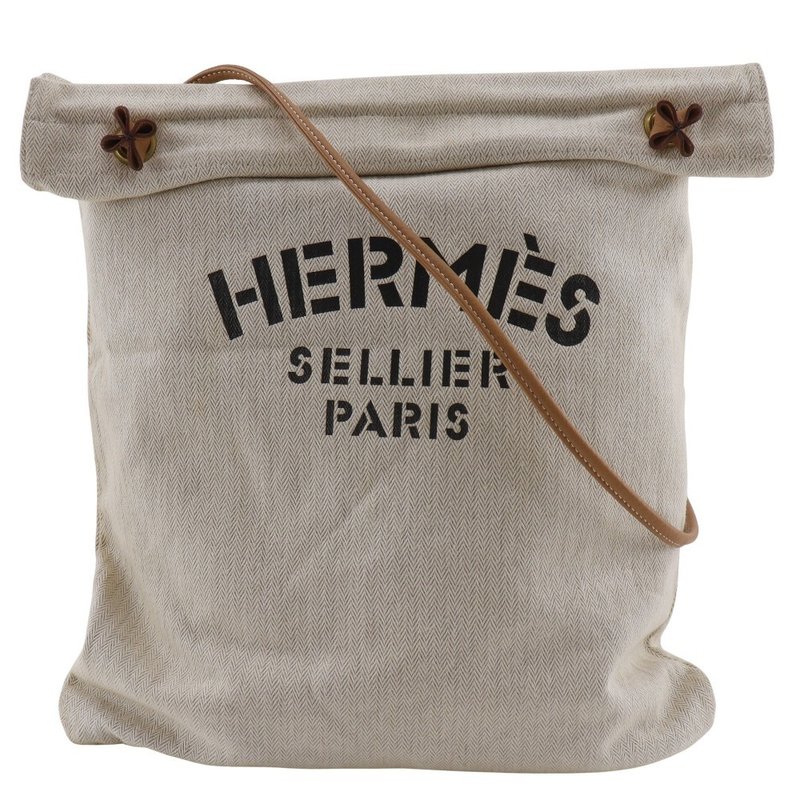 【日本直送】エルメス HERMES アリーヌGM ショルダーバッグ キャンバス ベージュ ユニセックス【中古】 - 側背包/斜背包 - 棉．麻 咖啡色