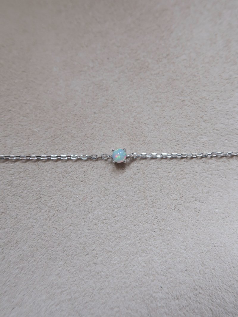 / A Little Dream / Opal Opal 925 Sterling Silver Natural Stone Bracelet - สร้อยข้อมือ - เงินแท้ สีน้ำเงิน