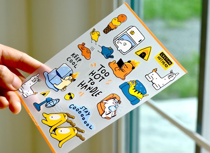 Too Hot Too Handle Removable Clear Stickers - 貼紙 - 防水材質 橘色
