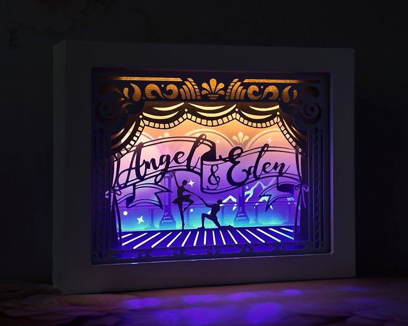 Handmade Customized Personalized LED Shadow Box Lamp, Theater Theme - Lighting - Paper Multicolor